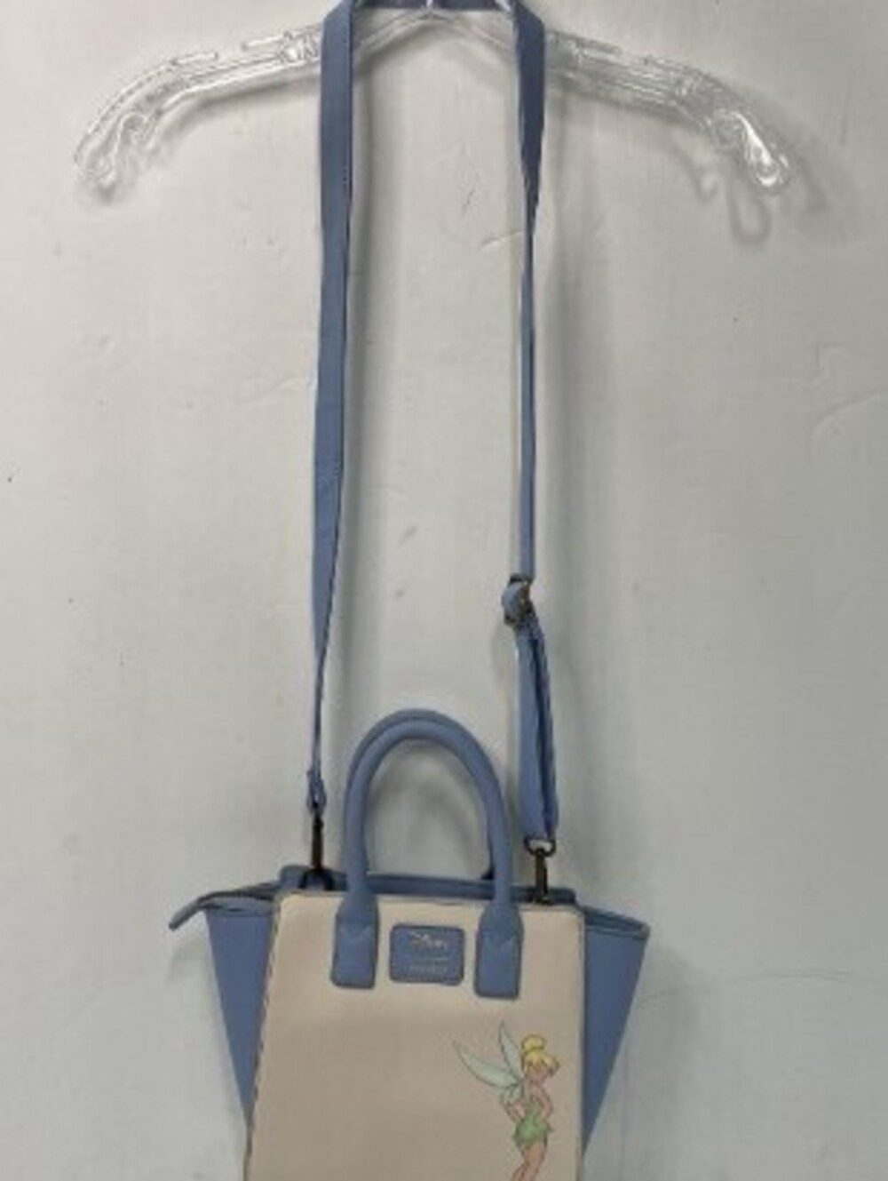 Disney Tinker Bell Cream and Blue Crossbody Bag with Adjustable Strap
